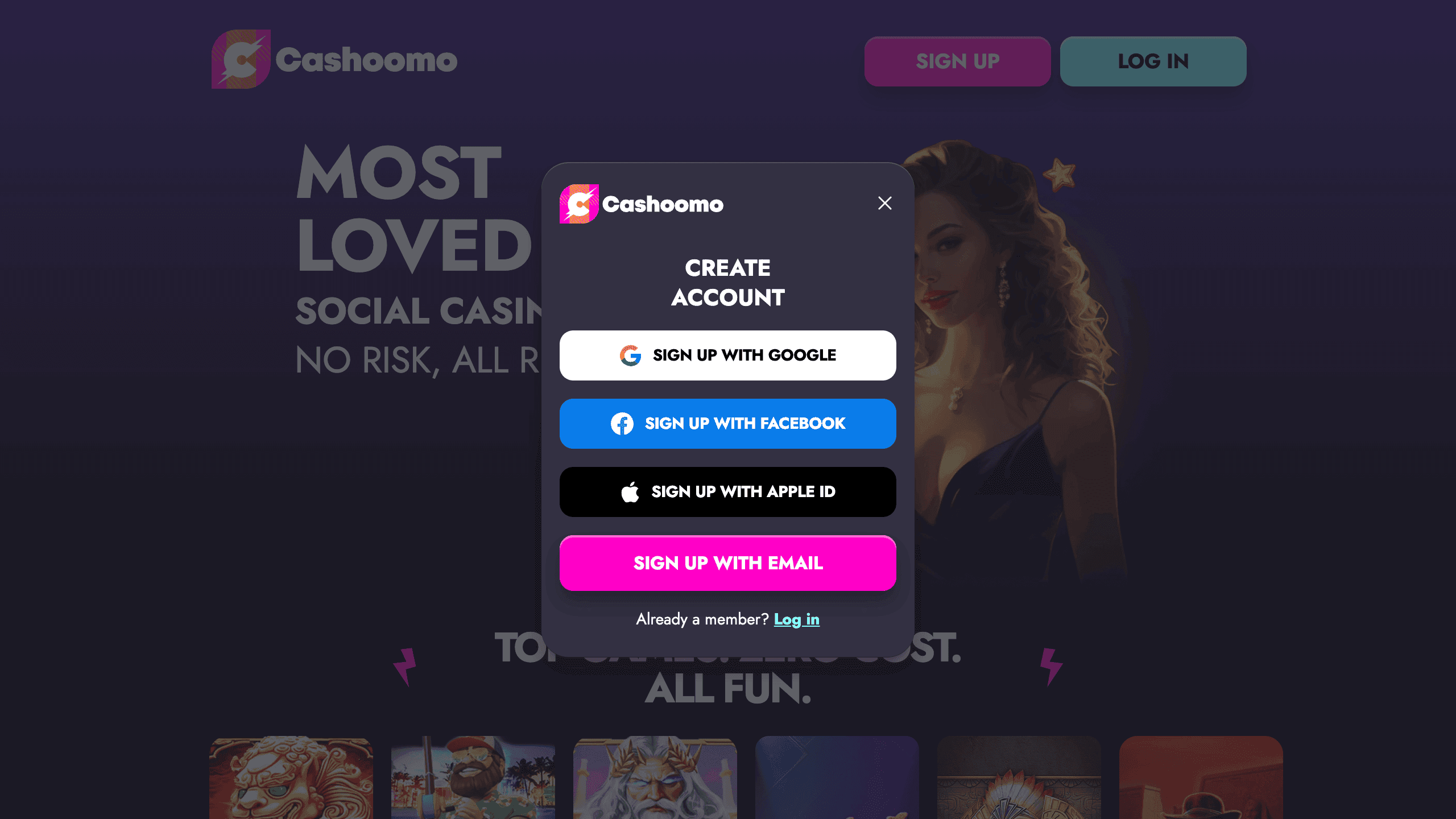 Registration form (step 2) showing email, password, and the 
