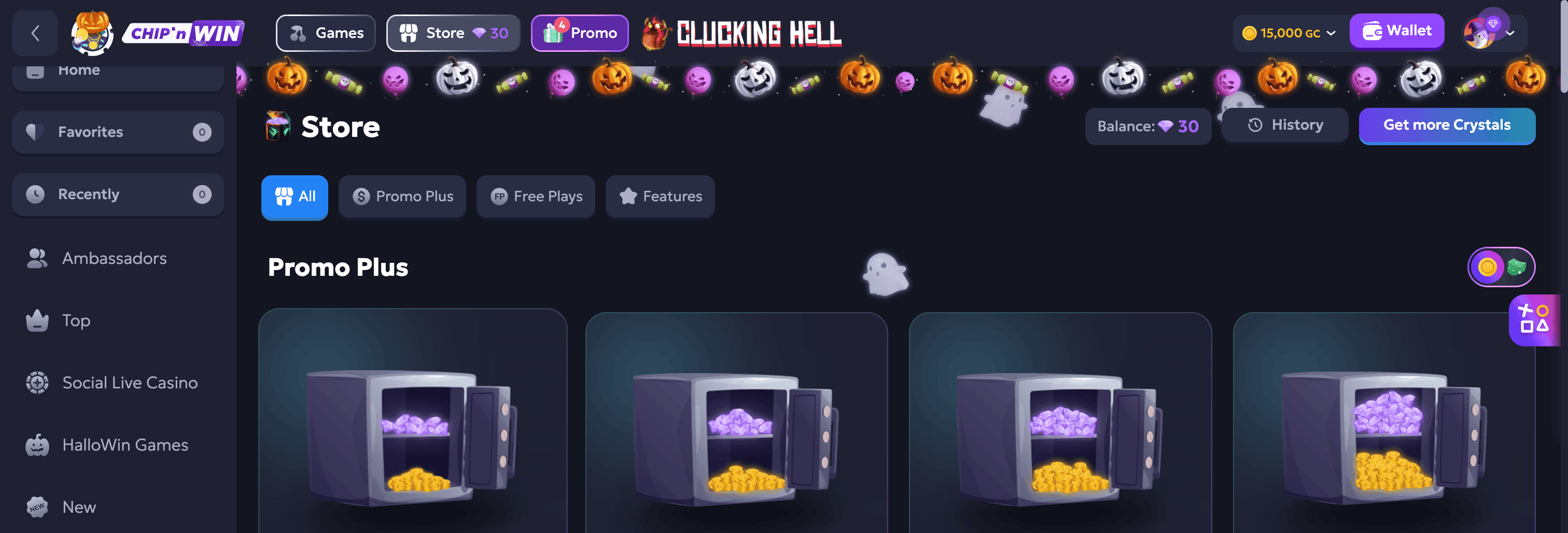 Crystal Store with conversion options and Crystal Wheel access