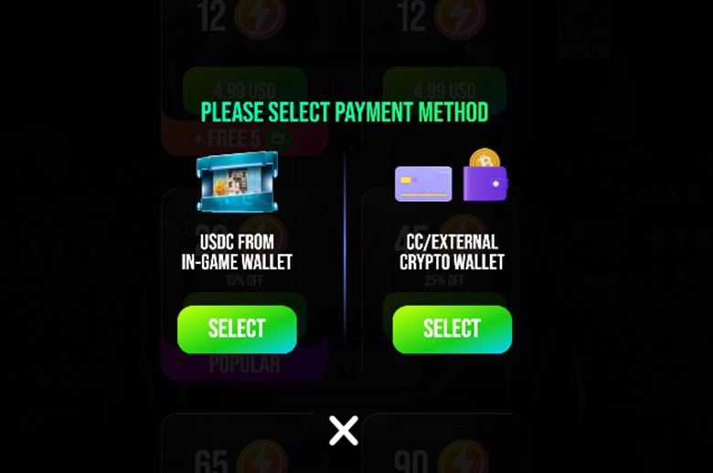 Deposit methods page listing credit cards and crypto options