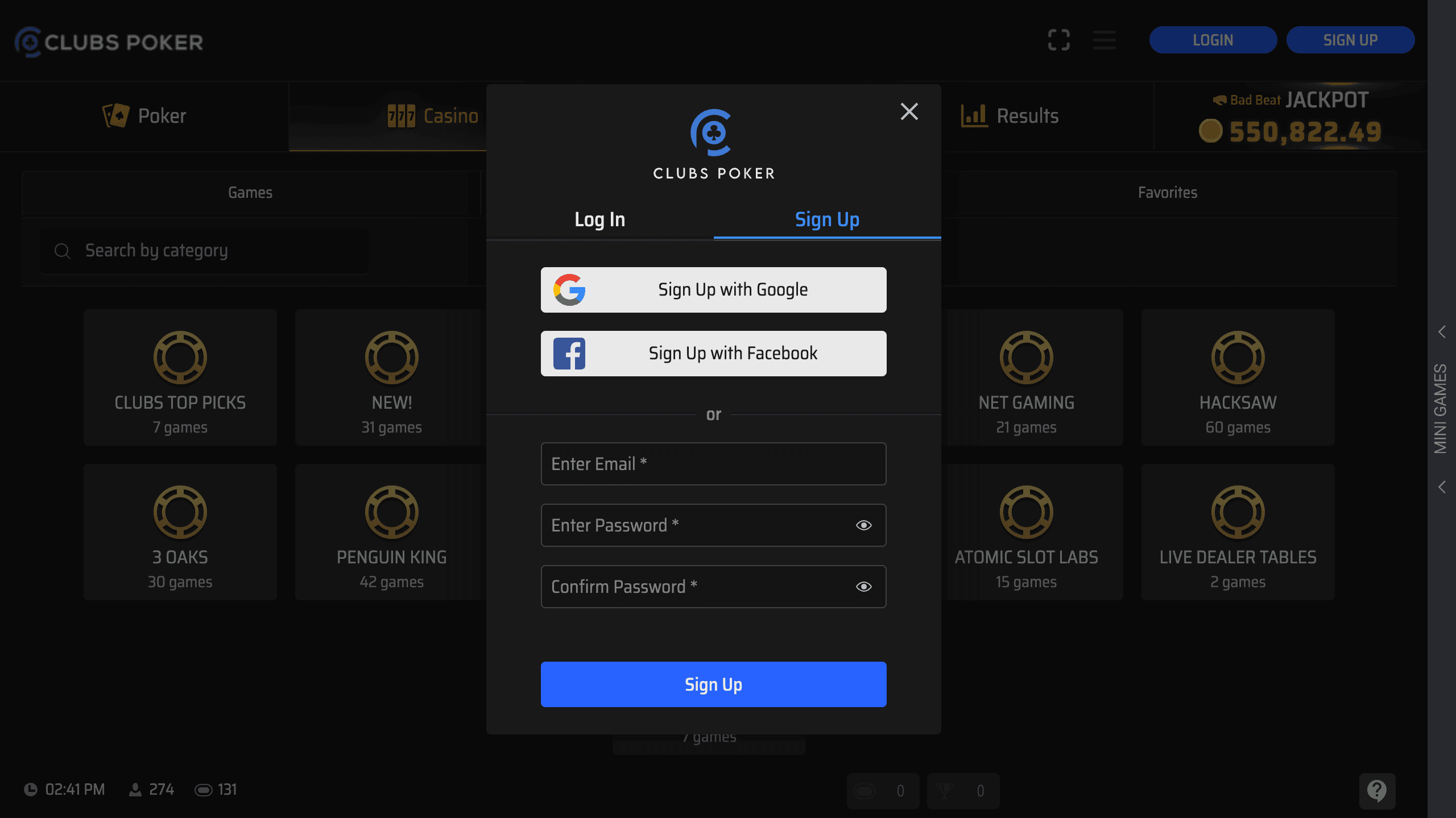 Registration form step 2 with daily bonus banner visible