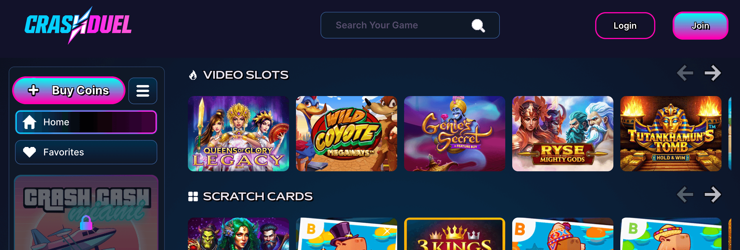 Slots library with provider and feature filters visible