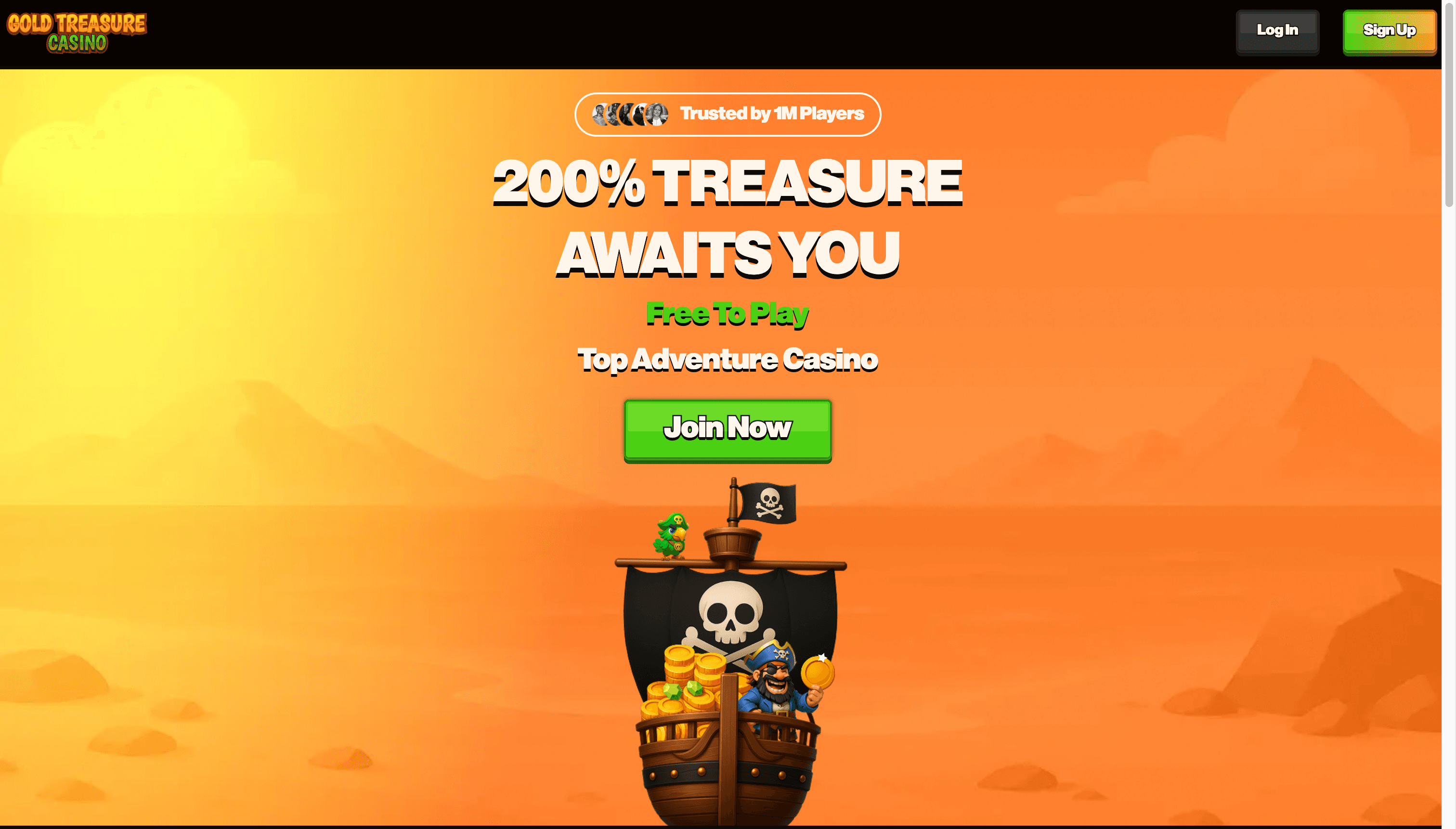 Gold Treasure Casino homepage showing coin counters and daily wheel