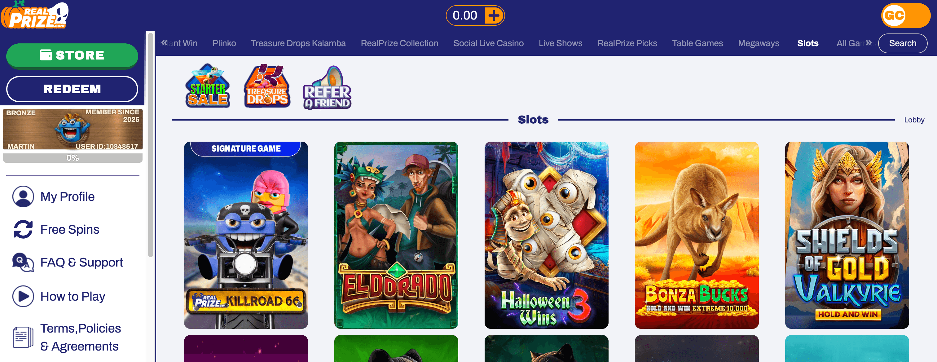 Slots library with provider filters and a search bar