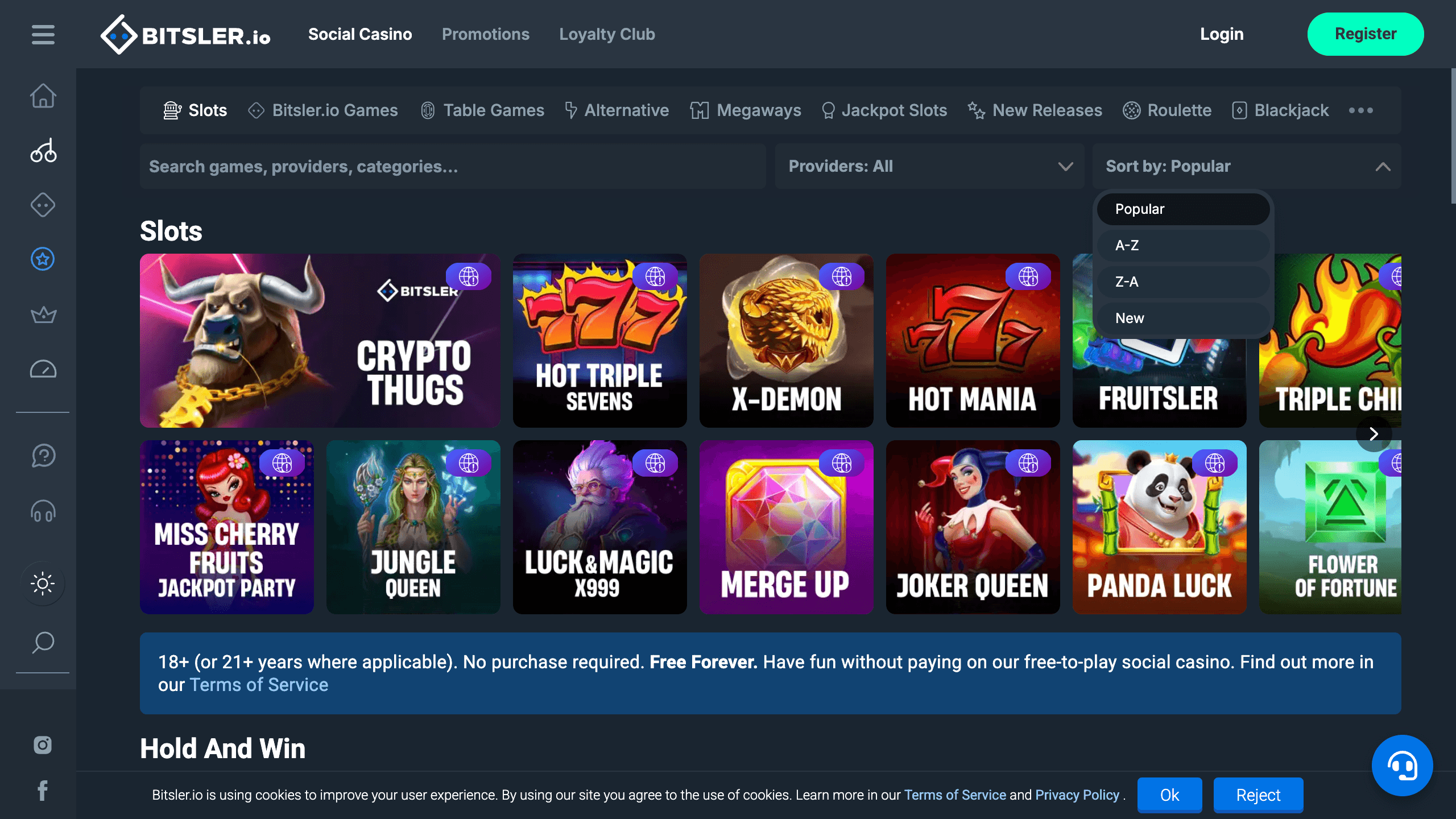 Slots library with filters